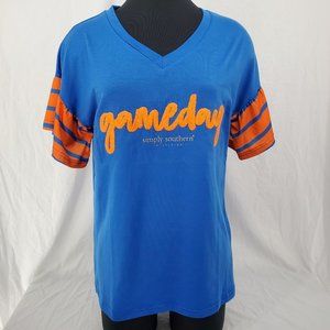 Simply Southern Gameday Tailgate T-Shirt Blue Orange Women's Small